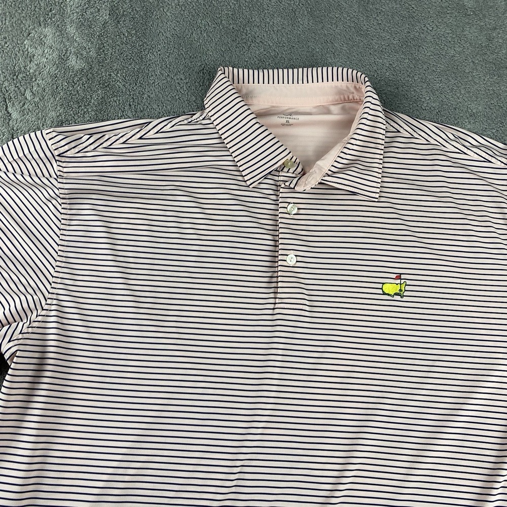 Augusta National Polo‎ Shirt Mens XL Pink Blue Striped Golf Performance - Picture 3 of 15
